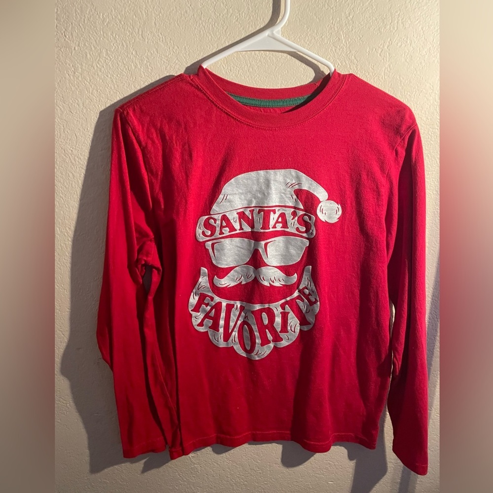 Santa’s favorite long sleeve red holiday time extra large 14-16 husky T-shirt